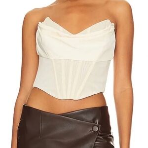 NBD Cream Strapless Crop Top